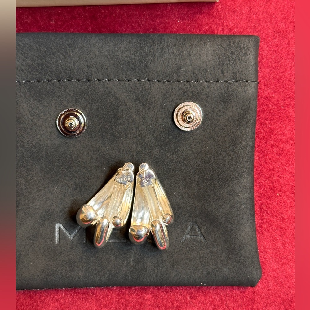 MEGA Triple Time Earrings in Brass & Sterling Vermeil silver like new dangle - Picture 4 of 7